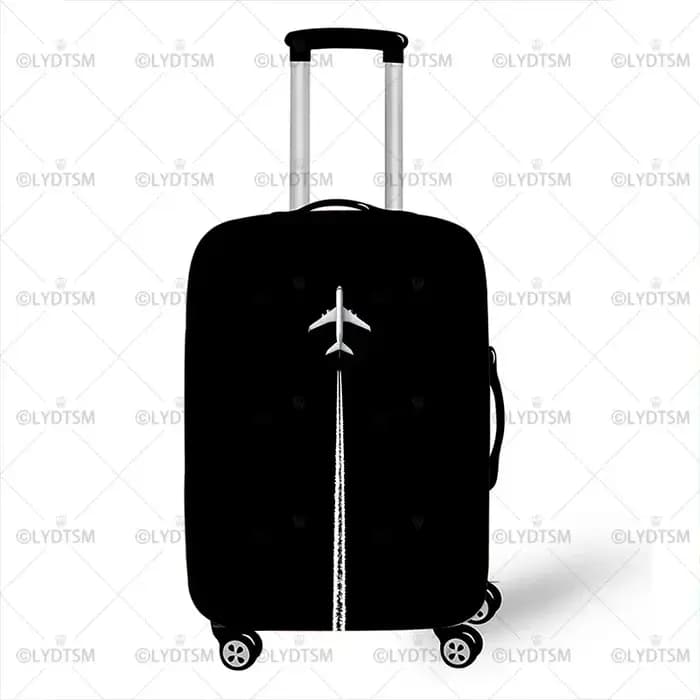 Juste de bagage imprimée carte et avion, housses de valise anti-poussière, étui à roulettes élastiqu