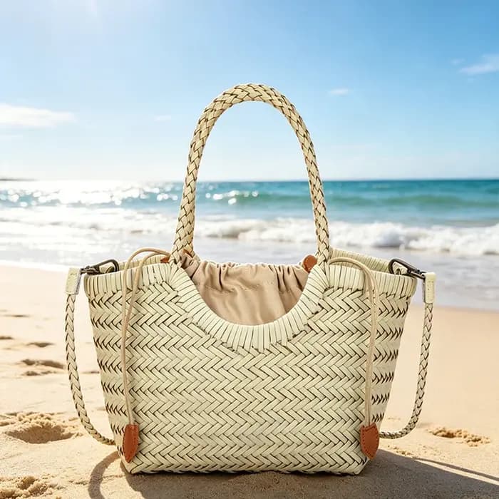 Sac en paille tressé 2026 – Sac à main de plage pour les vacances d'été