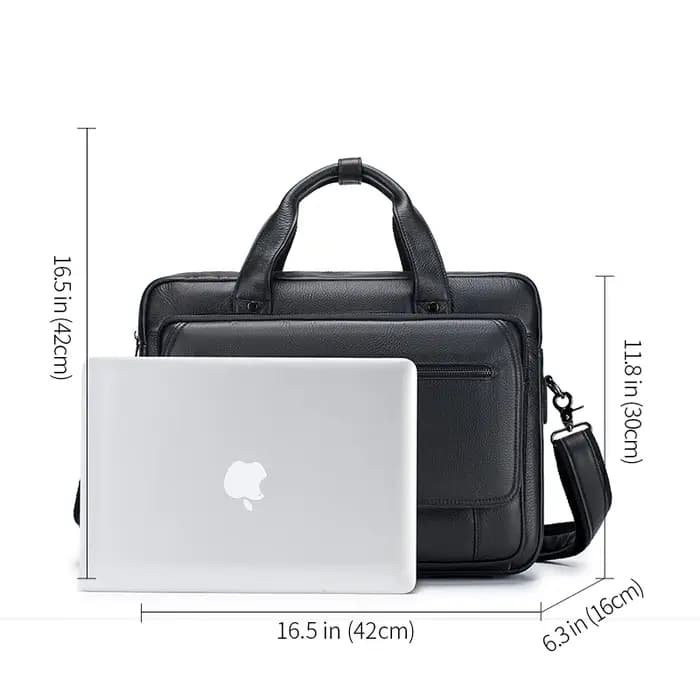 SCHLATUM porte-documents en cuir véritable dur pour hommes 16 pouces bureau affaires ordinateur sac