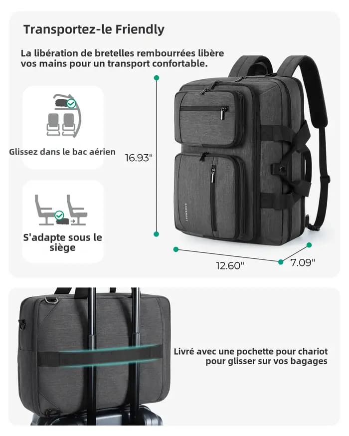 Sac pour ordinateur portable 3 en 1 pour homme