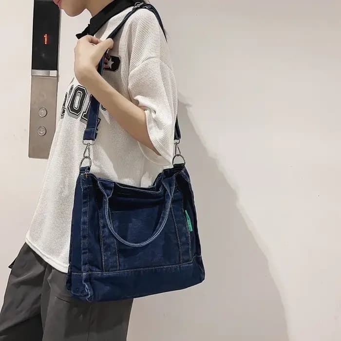 Fil Design Denim sacs à bandoulière pour femmes décontracté Portable collège filles livre fourre-tout