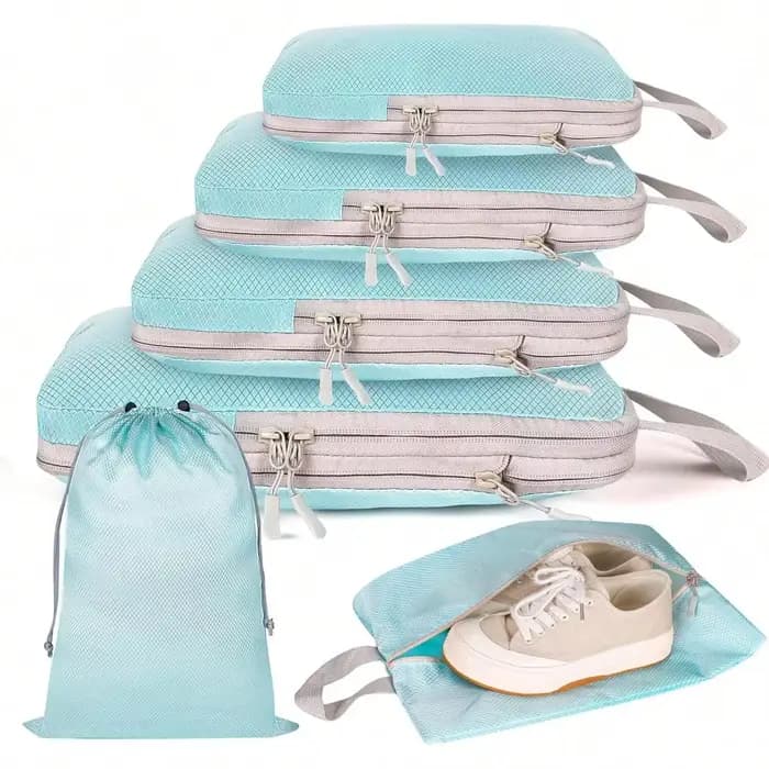 4/6 pièces emballage compressible sac de rangement de voyage Cubes valise étanche en Nylon Portable avec sac à main organisateur de bagages Ryanai