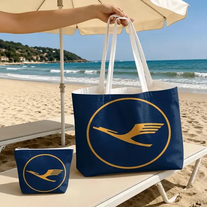 Sacs de rangement L-Lufthansa German Airlines, ensemble de 2 sacs fourre-tout en toile avec fermeture éclair, sacs à main, trousse de maquillage, sac de voyage