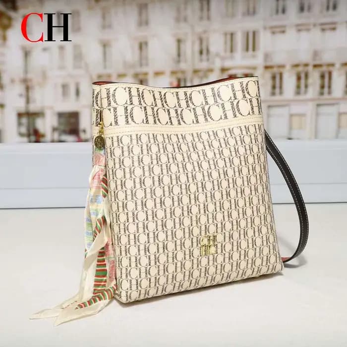 Sac seau vintage CH pour femme avec foulard en soie