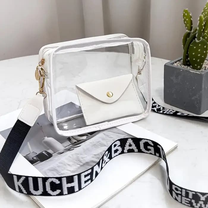 Sac à bandoulière transparent, couleur bonbon, sac enveloppe, sac en PVC, petit sac carré, grande capacité, sac à bandoulière pour le shopping