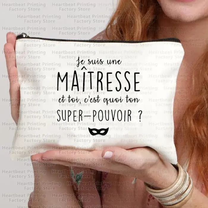 Sac à cosmétiques de voyage imprimé français merci Maîtresse