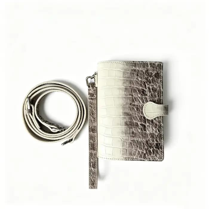 Série Himalaya, sac cosmétique en cuir véritable à motif crocodile