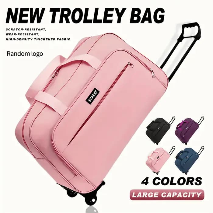 Sac de voyage avec poignée et roulettes, bagage pliable de grande capacité, adapté aux voyages, aux vacances et aux trajets quotidiens.