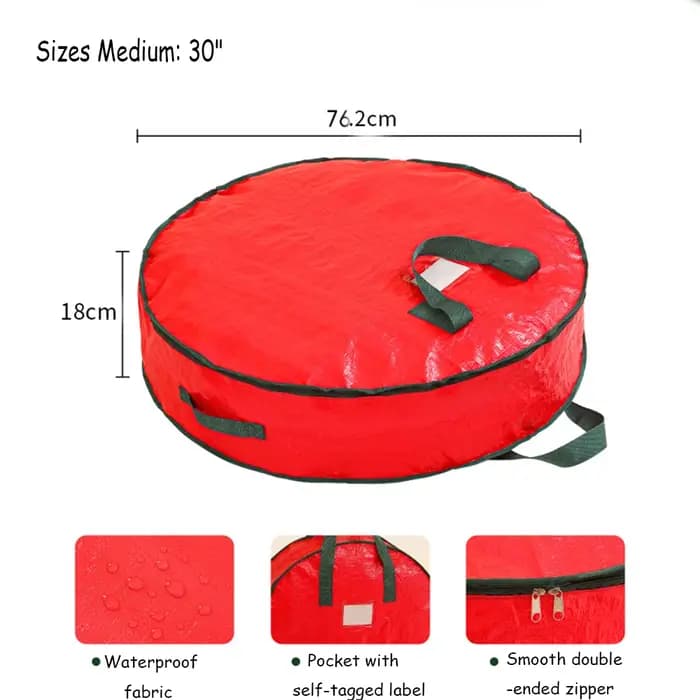 Sacs de rangement de couronnes de Noël pliables durables sac