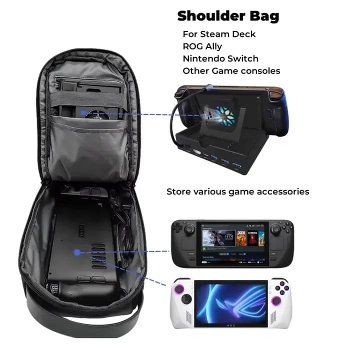 Sac à dos à bandoulière inclinée absorbant les chocs pour ASUS ROG Ally