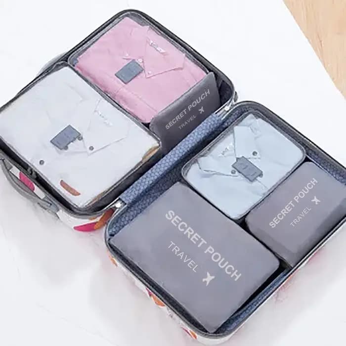 6 pièces/ensemble rose/bleu/gris sac de rangement de voyage grande capacité étanche bagages vêtement
