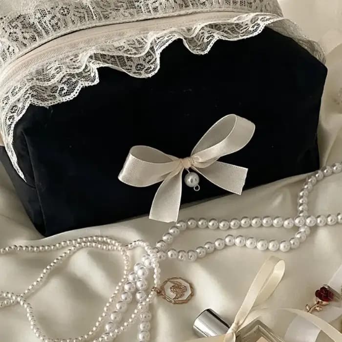 Sac à cosmétiques à nœud, trousse de toilette de grande capacité, sac de rangement Portable pour produits de cosmétiques et de soins de la peau