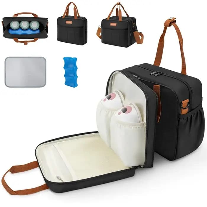 Sac de tire-lait détachable avec sac de glace, sac de voyage Portable à Double couche pour refroidisseur de lait maternel, Compatible avec tire-lait Portable