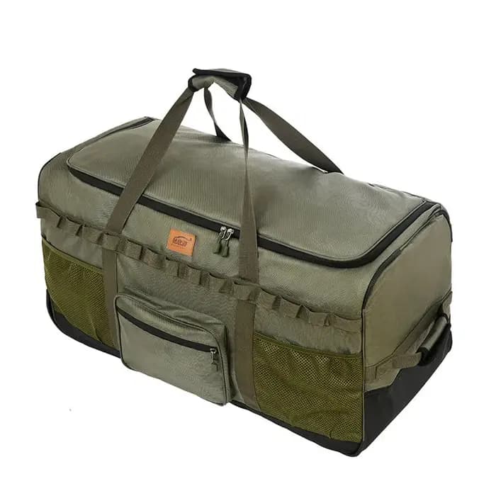 Sac polochon à roulettes 130L, sac de rangement roulant étanche avec roues en caoutchouc pour voyage