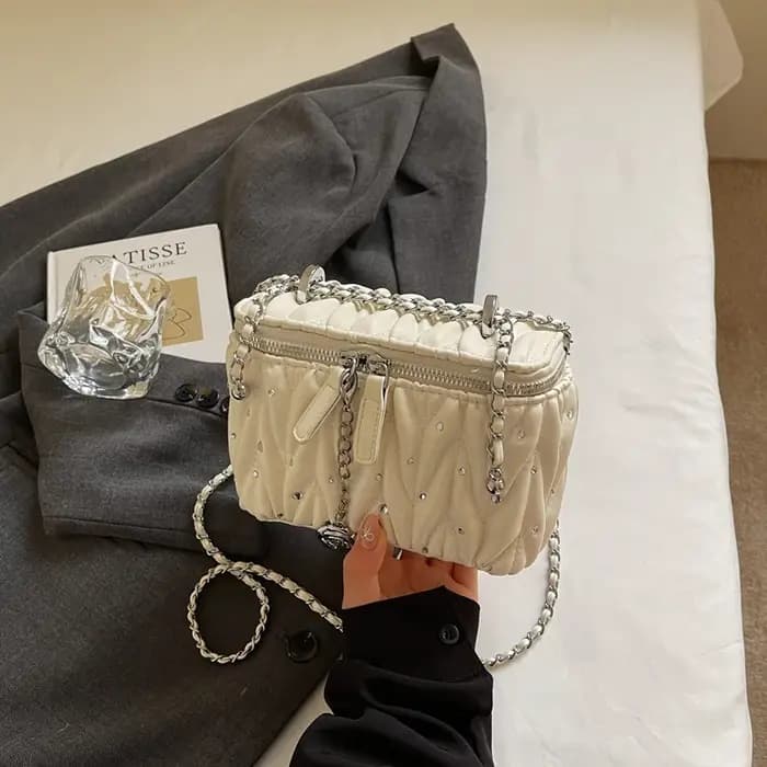 Argent bolsa feminina mode matelassé sac à bandoulière tendance Mini petite boîte rouge à lèvres pochette fermeture
