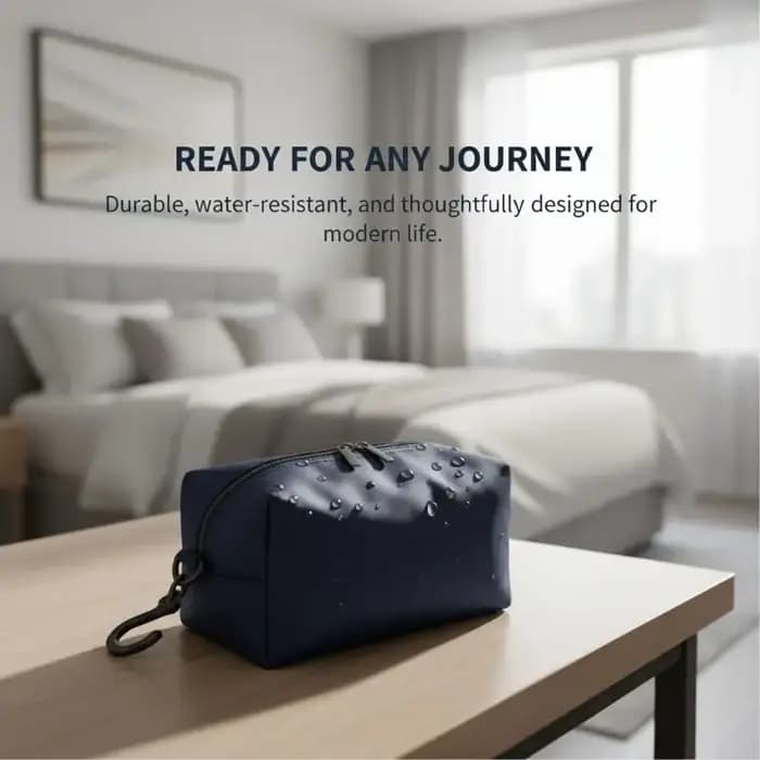Trousse de Toilette Pliable Imperméable Style Japonais avec Crochet – Organisateur Portable pour Voyages d'Affaires