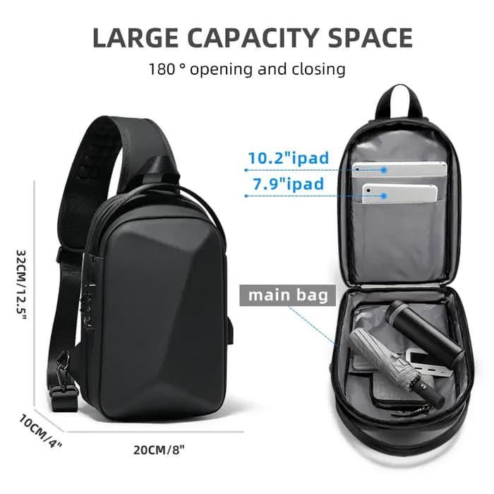 Fenruien sac pour hommes sac à bandoulière multifonction antivol étanche homme sac