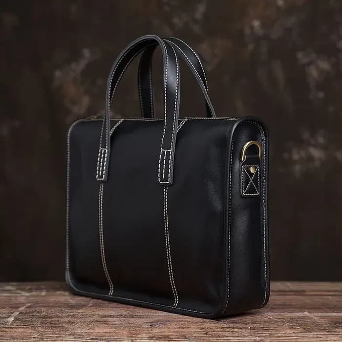 NUPUGOO – serviette d'affaires en cuir véritable pour hommes