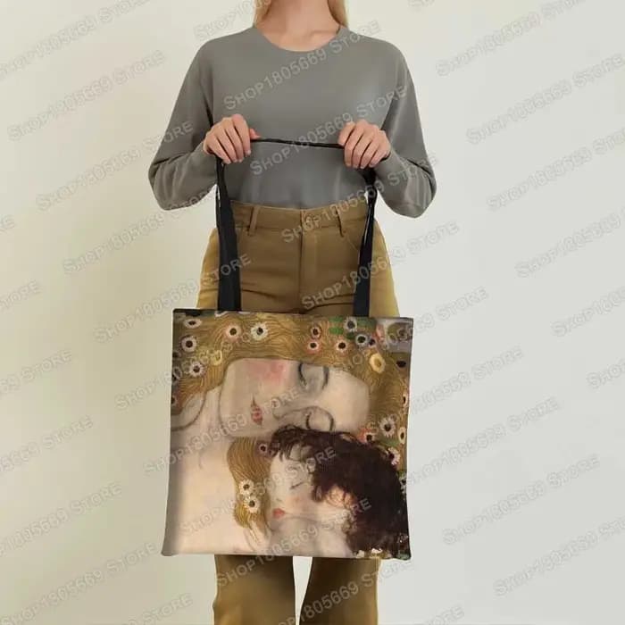 Vintage peinture baiser/poil d'eau fourre-tout femmes sac à main Monet/Gustav Klimt toile sac à bandoulière pour voyage sacs à provisions cadeau