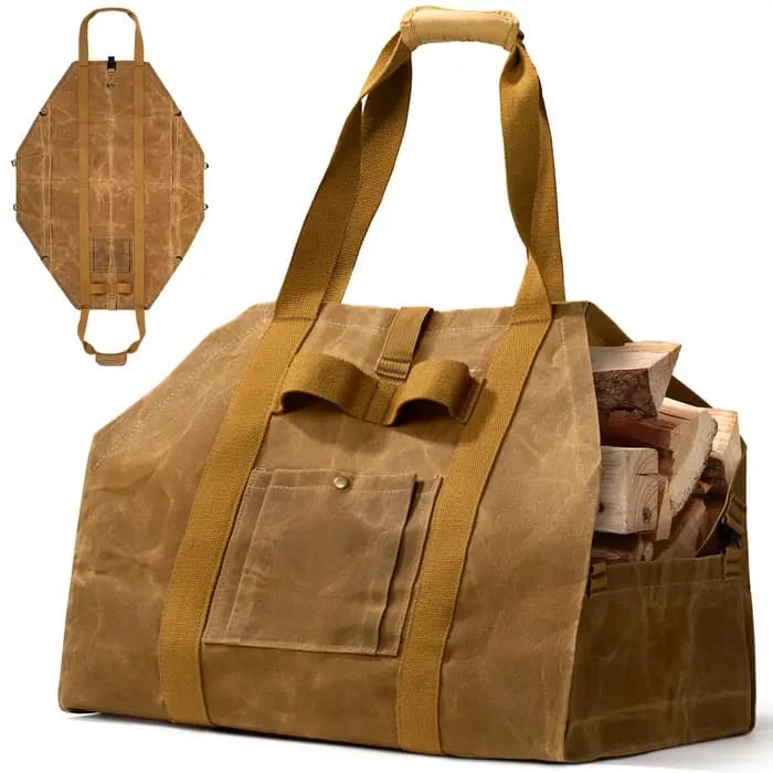Porte-bois de chauffage 2-en-1 sac de transport de bûches de bois
