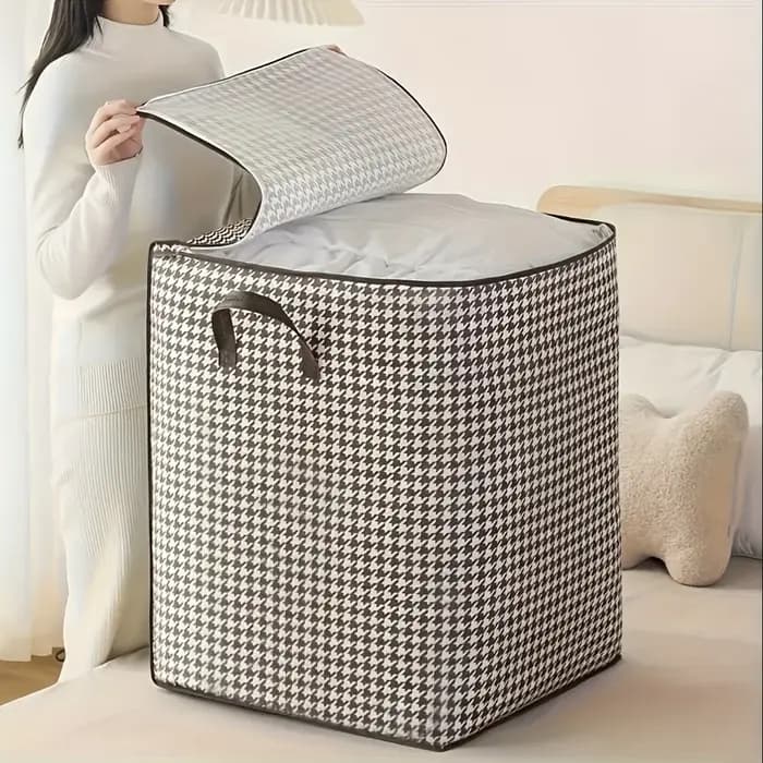 Sac de rangement pied-de-poule avec fermeture éclair anti-poussière