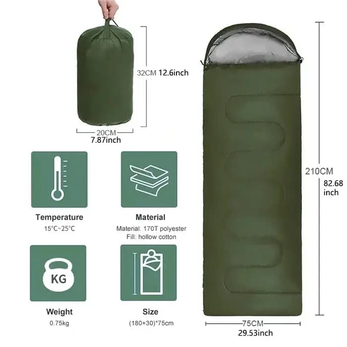 Sac de couchage enveloppant imperméable 4 saisons ultraléger - avec sac de compression