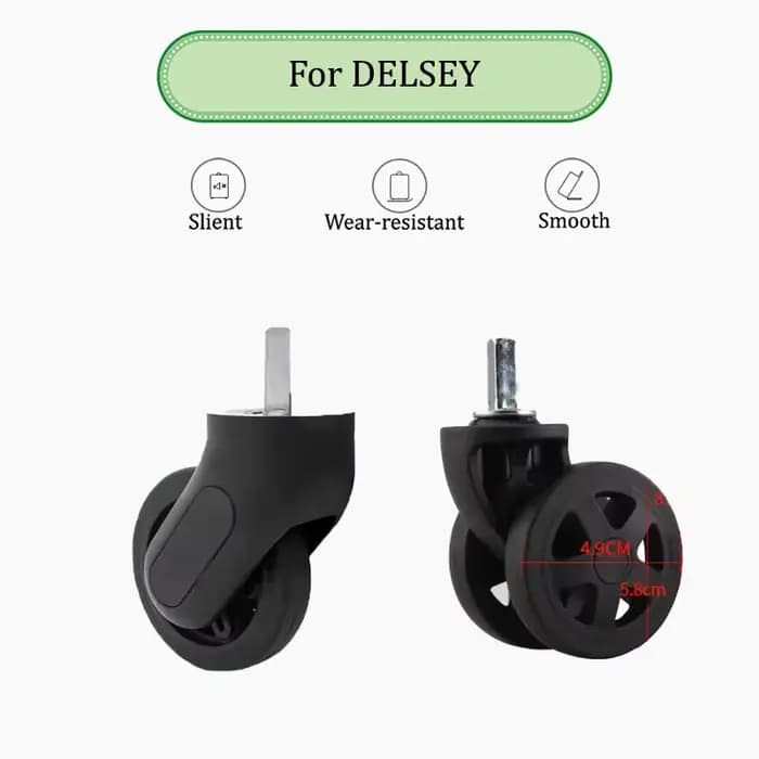 Pour DELSEY roues à bagages faciles à installer 360 ° Roulettes silencieuses rotatives