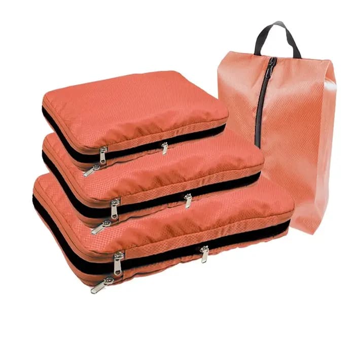 Cubes d'emballage à Compression de voyage avec sac à chaussures