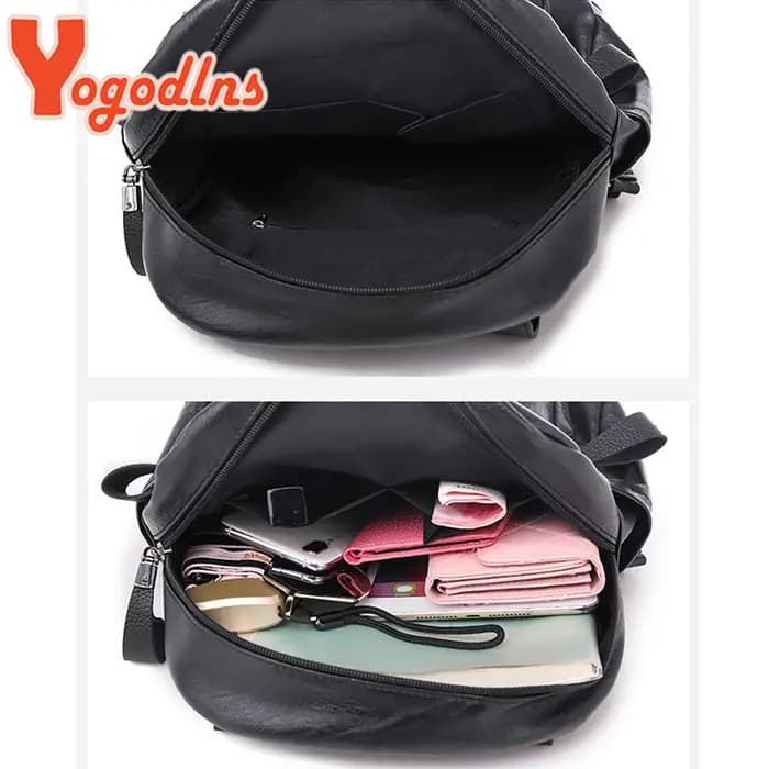 Yogodlns sac à dos de luxe pour femmes sac à dos en cuir PU souple voyage sac d'école de grande capacité sac à dos d'affaires à Double fermeture éclair