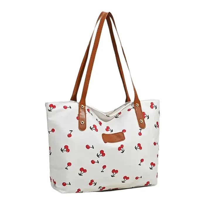 Sac fourre-tout grande capacité à motif cerise