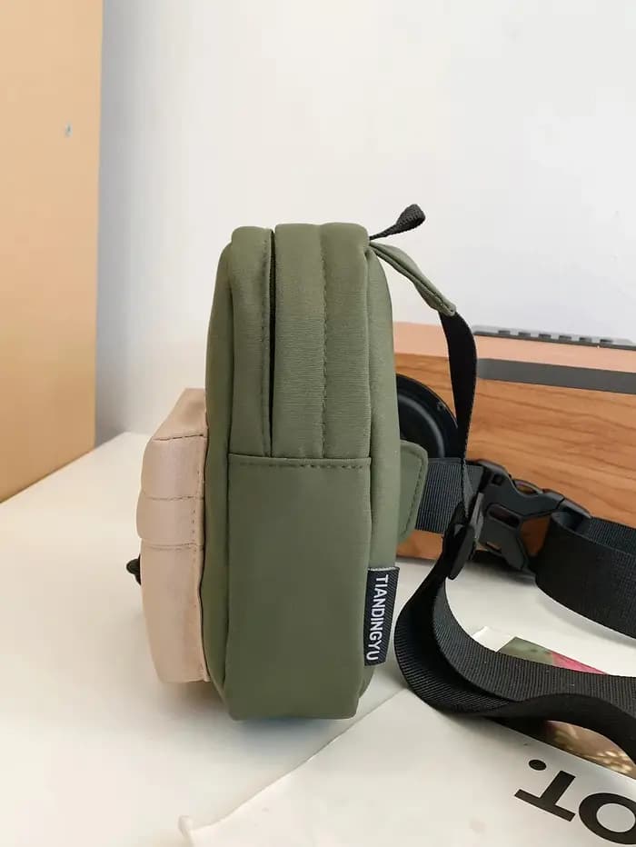 Mini sac de poitrine contrasté à la mode pour hommes