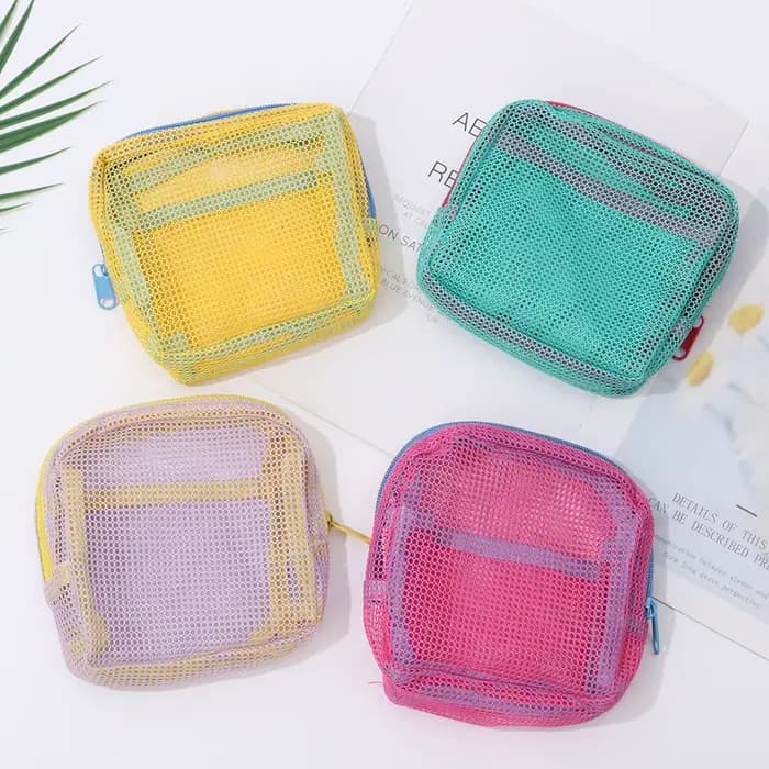 Sac à cosmétiques en maille carrée transparente