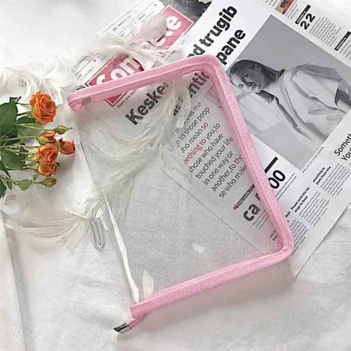 Sac de rangement Transparent à paillettes en PVC PP, sac de rangement A5 A4 à fermeture éclair, sac