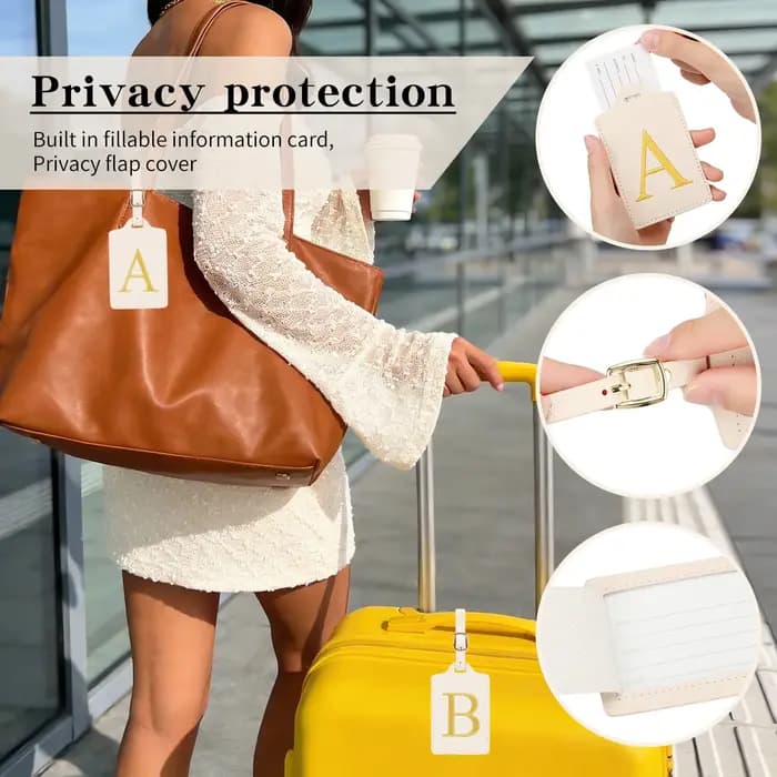 Étiquette de bagage en cuir brodée élégante et personnalisée