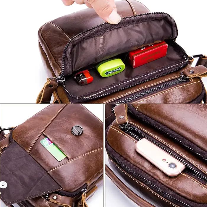 BULLCAPTAIN sac pour hommes en cuir véritable sac à bandoulière unique sac