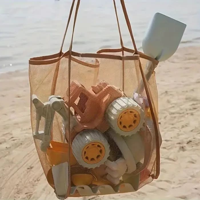 Fourre-tout en maille pliable extra large avec poignées robustes