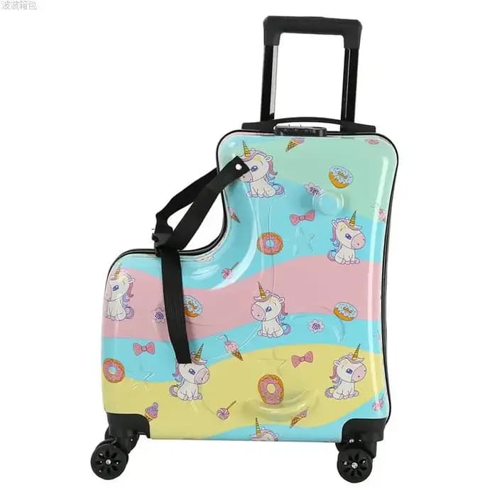 Valise montable de dessin animé mignon pour enfants, boîte d'embarquement de 20 pouces, boîtier de c