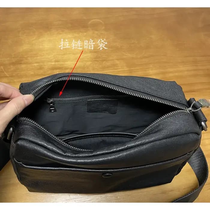 Sac à bandoulière noir en cuir véritable pour hommes, voyage en plein air de bonne qualité, sac à bandoulière décontracté de styliste fait à la main en cuir de vache