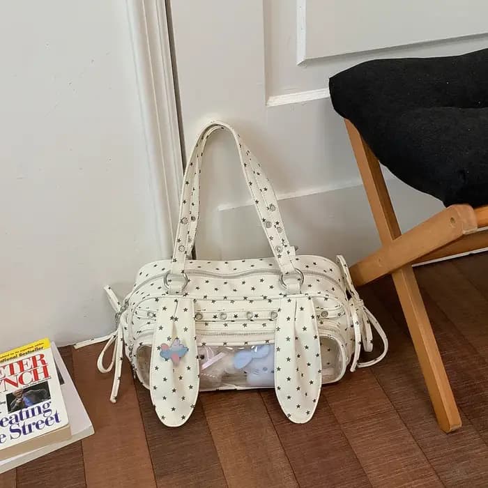 Sac Boston à pois avec oreilles de lapin mignonnes