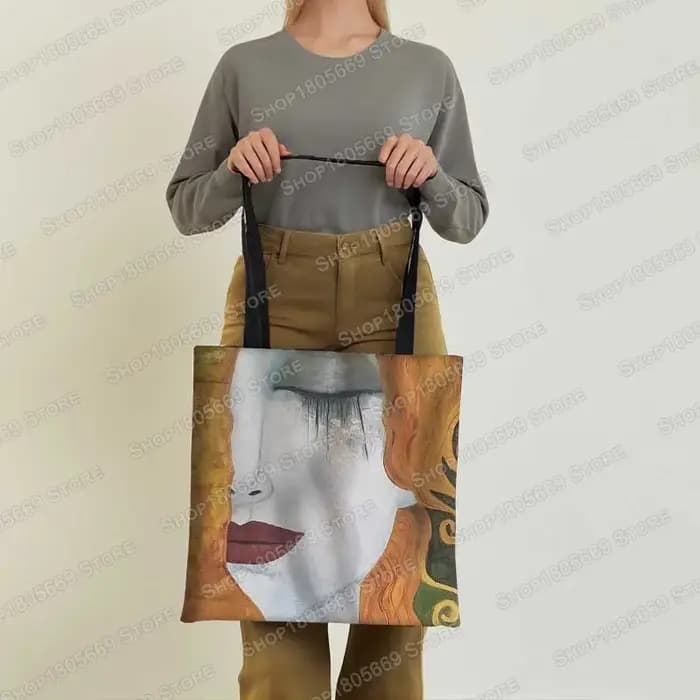 Vintage peinture baiser/poil d'eau fourre-tout femmes sac à main Monet/Gustav Klimt toile sac à band