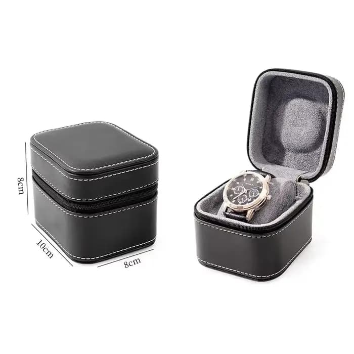 Boîtier de montre unique en cuir PU, étui de voyage avec coussin amovible, mallette de rangement de bijoux, organisateur, boîte de montre carrée Portable
