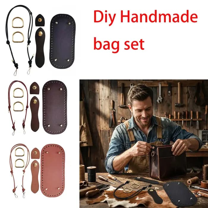 1 ensemble d'accessoires de bricolage pour sac en cuir PU multicolore à grain croisé