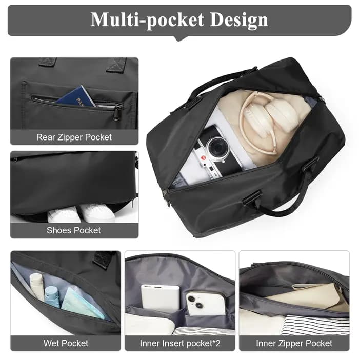 Sac de voyage pliable, grand sac de sport pour femmes et hommes