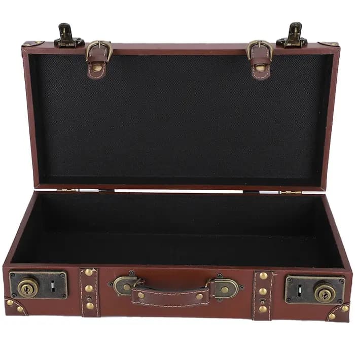 Valise en bois rétro Vintage, boîte de rangement, grande capacité, mallette de rangement décorative