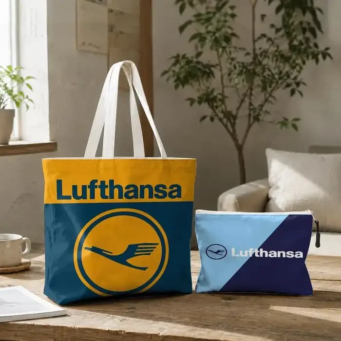 Sacs de rangement L-Lufthansa German Airlines, ensemble de 2 sacs fourre-tout en toile avec fermeture éclair, sacs à main, trousse de maquillage, sac de voyage