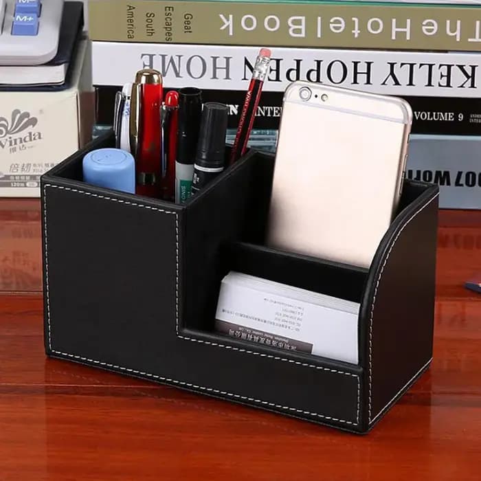 Porte-stylo de bureau en cuir PU, porte-papeterie, organisateur de cosmétiques pour bureau, accessoires de rangement scolaires