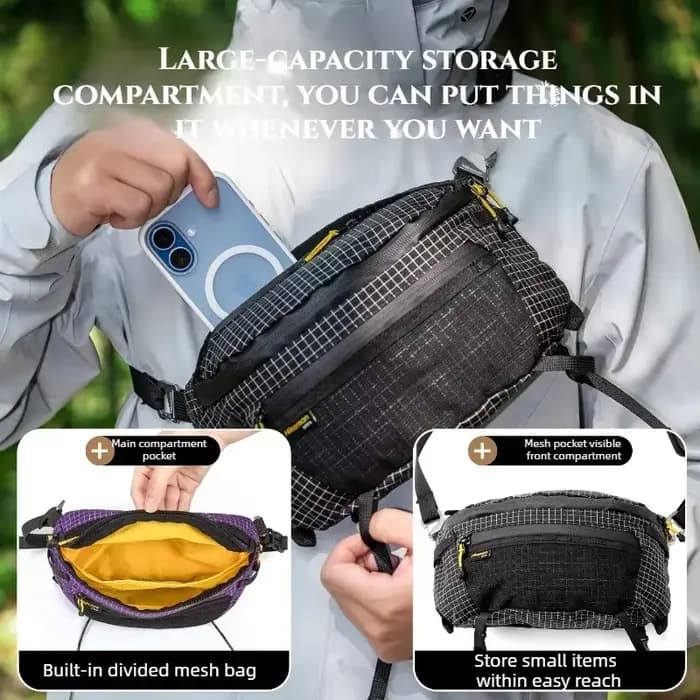 Hikeman 2.0 Sac de taille Dyneema imperméable UrltraLight multi-poches pour le cyclisme