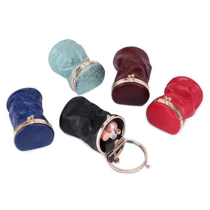 Mini sac à cosmétiques en cuir pour femmes