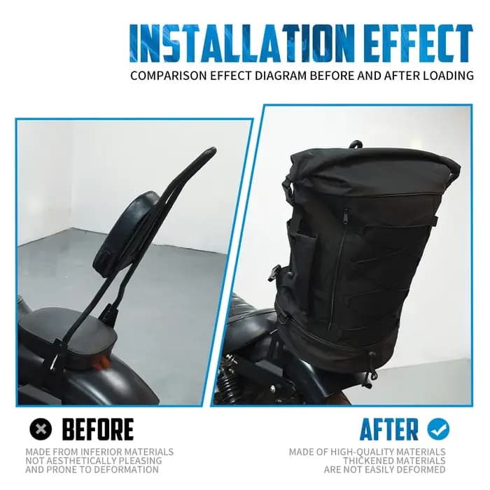 Sac arrière de moto 50L-85L, sac à dos de voyage extensible avec sangles, rangement universel, sac de support de barre Sissy pour Harley