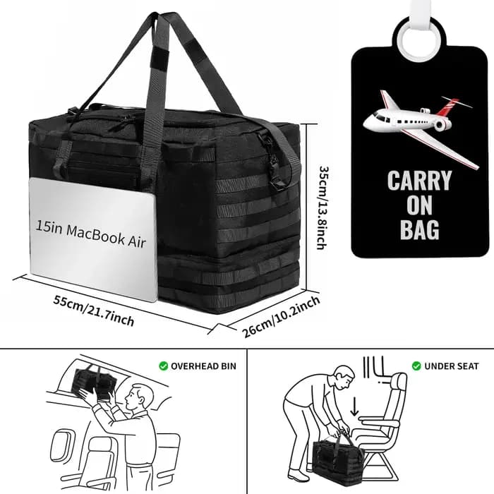 Sac de voyage 50L, sacs de week-end avec compartiment à chaussures